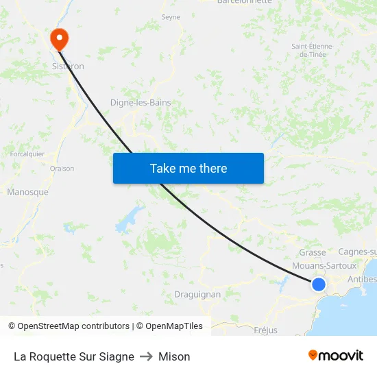 La Roquette Sur Siagne to Mison map