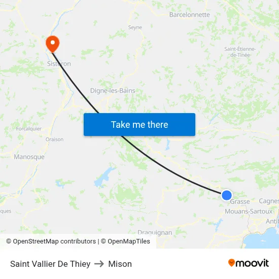 Saint Vallier De Thiey to Mison map