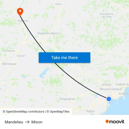 Mandelieu to Mison map