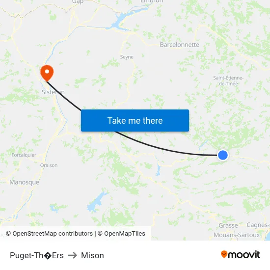 Puget-Th�Ers to Mison map