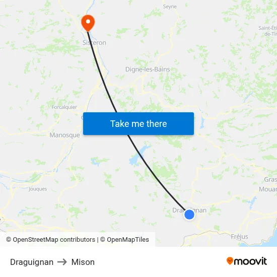 Draguignan to Mison map