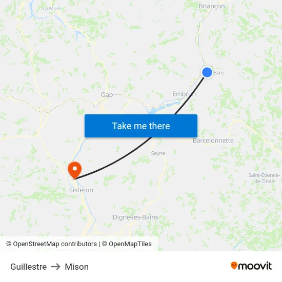 Guillestre to Mison map