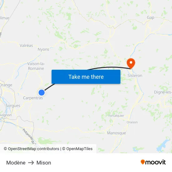 Modène to Mison map