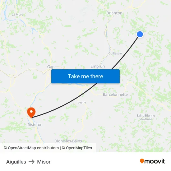 Aiguilles to Mison map