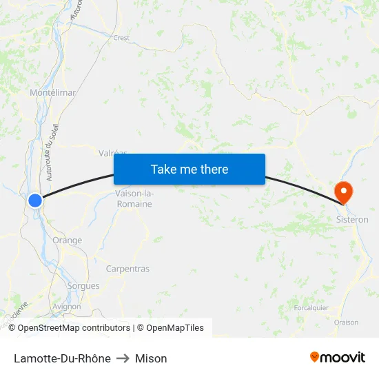 Lamotte-Du-Rhône to Mison map