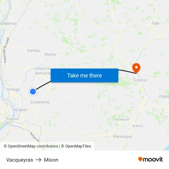 Vacqueyras to Mison map
