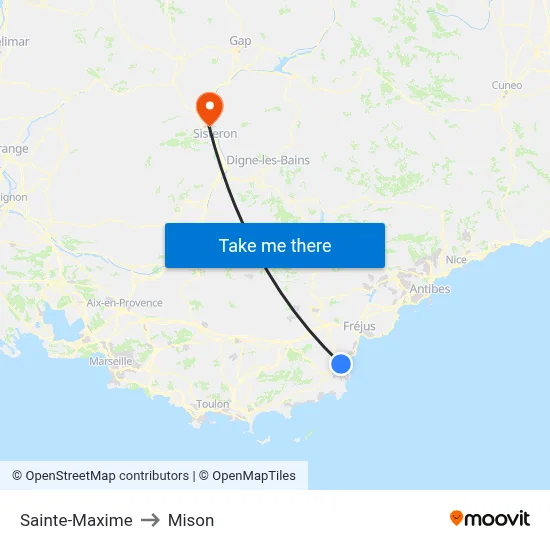 Sainte-Maxime to Mison map