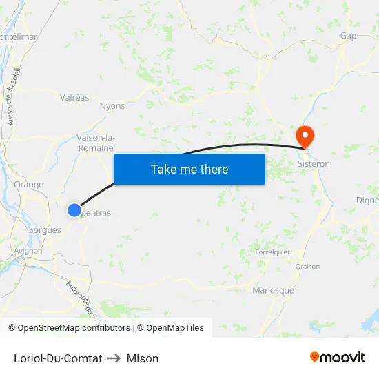 Loriol-Du-Comtat to Mison map