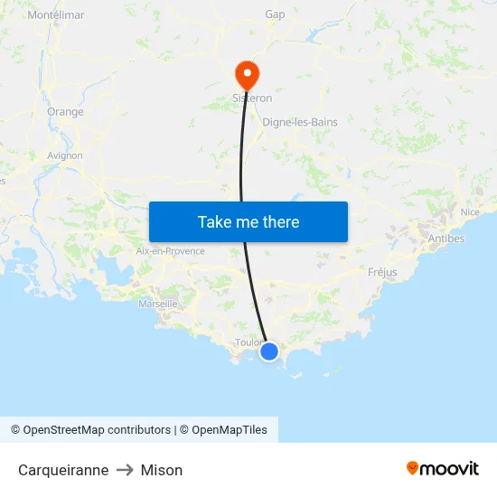 Carqueiranne to Mison map