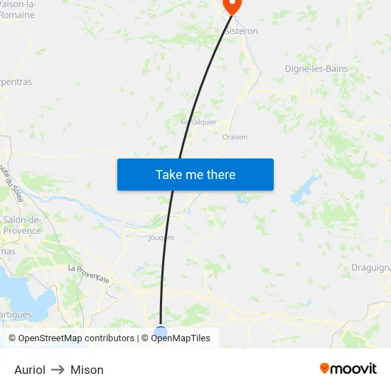 Auriol to Mison map