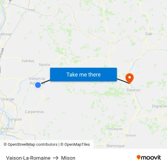 Vaison-La-Romaine to Mison map