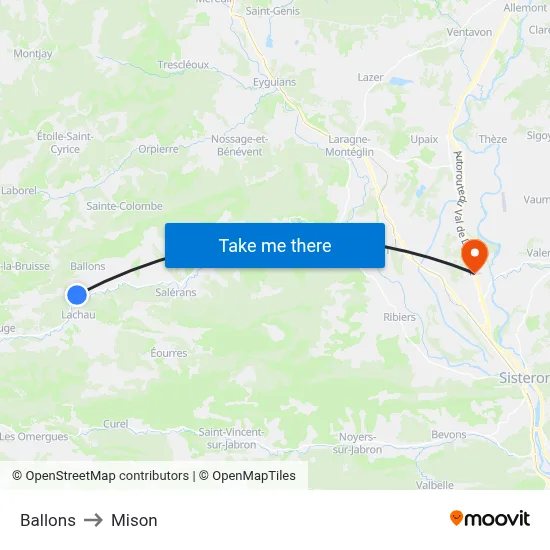 Ballons to Mison map