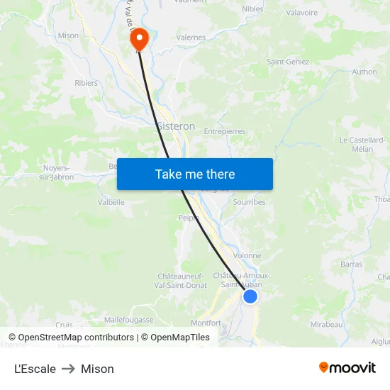 L'Escale to Mison map