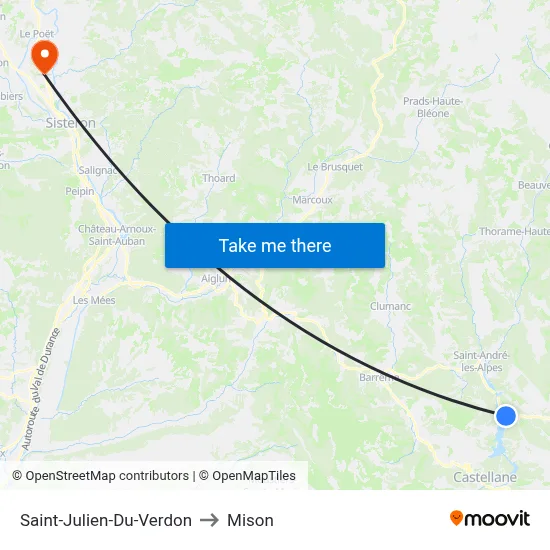 Saint-Julien-Du-Verdon to Mison map