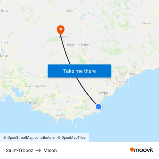 Saint-Tropez to Mison map