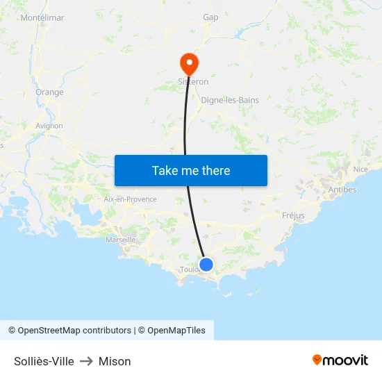 Solliès-Ville to Mison map