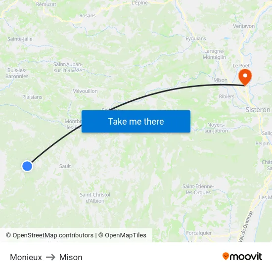 Monieux to Mison map