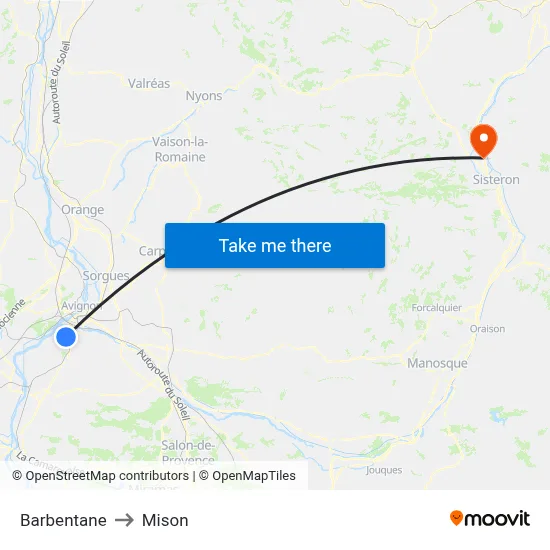 Barbentane to Mison map