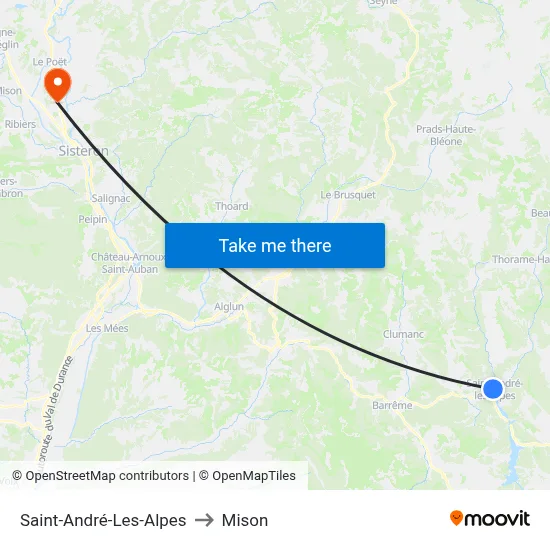 Saint-André-Les-Alpes to Mison map