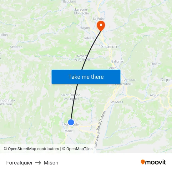 Forcalquier to Mison map
