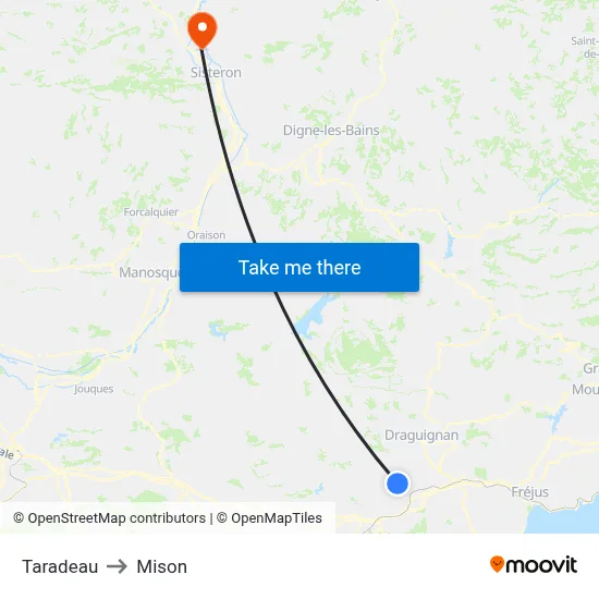 Taradeau to Mison map