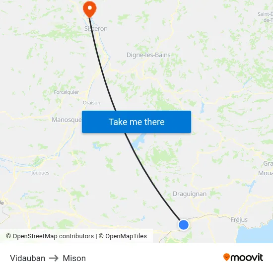 Vidauban to Mison map