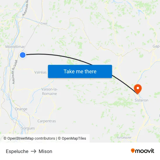 Espeluche to Mison map