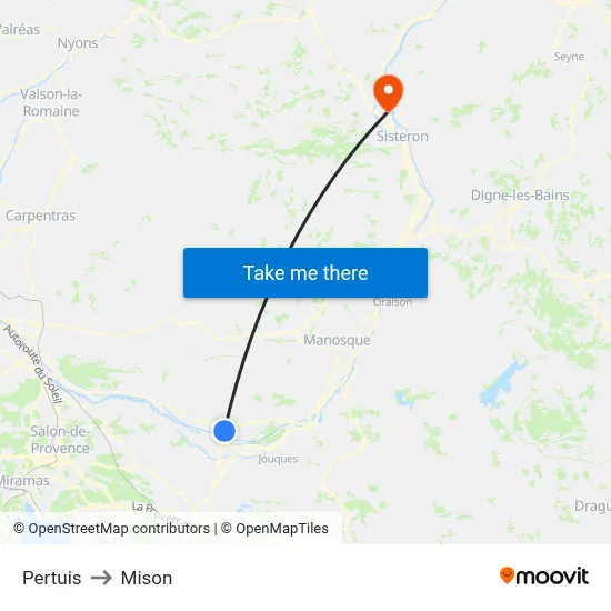 Pertuis to Mison map