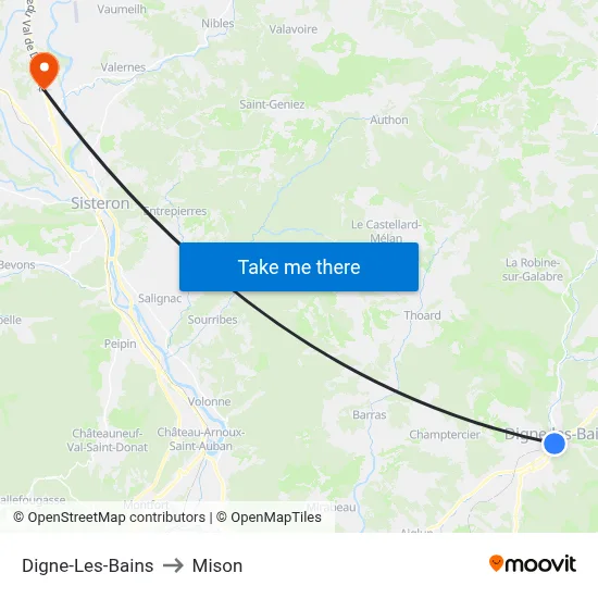 Digne-Les-Bains to Mison map