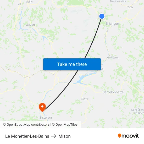 Le Monêtier-Les-Bains to Mison map