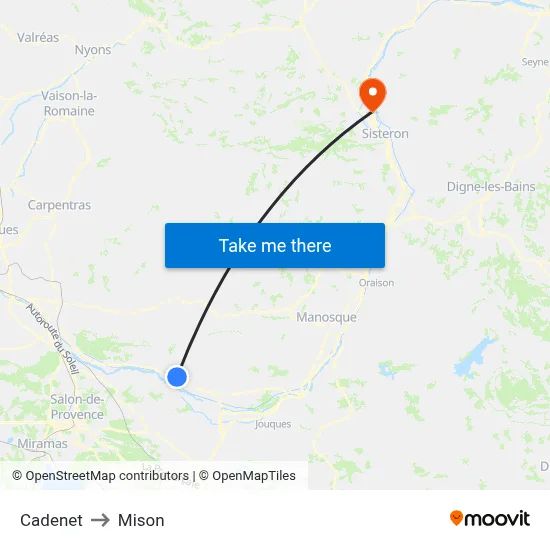 Cadenet to Mison map