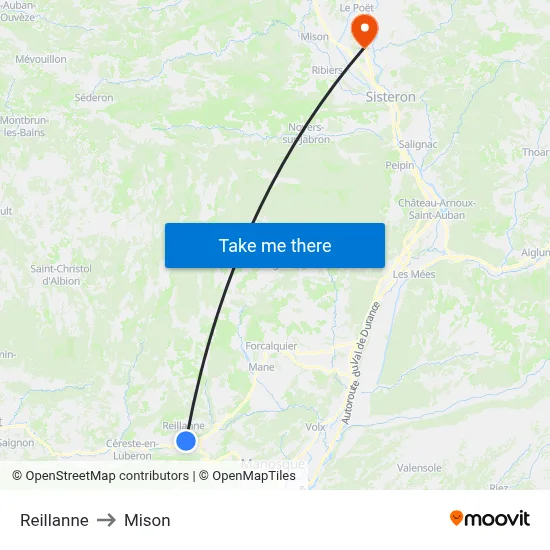 Reillanne to Mison map
