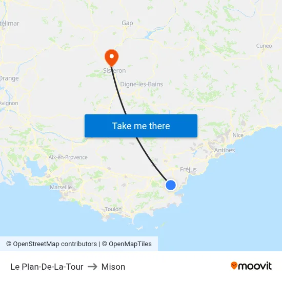 Le Plan-De-La-Tour to Mison map