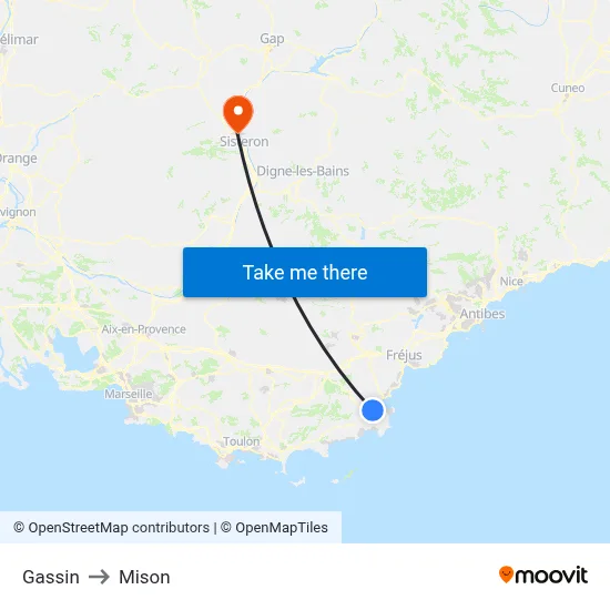Gassin to Mison map