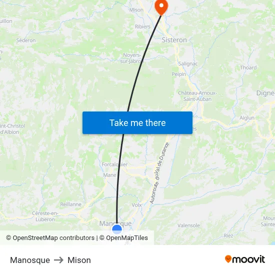Manosque to Mison map