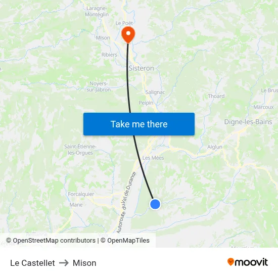 Le Castellet to Mison map