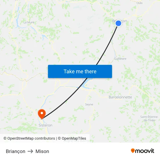 Briançon to Mison map