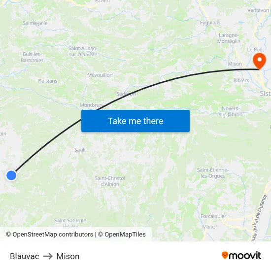 Blauvac to Mison map