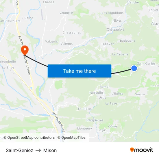 Saint-Geniez to Mison map