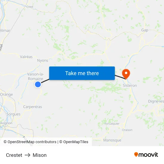 Crestet to Mison map