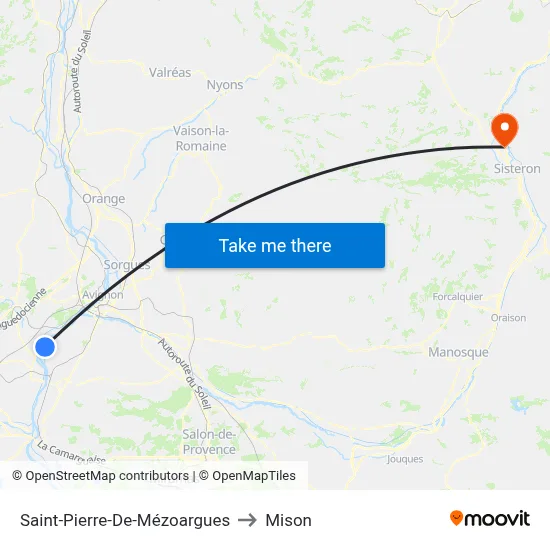 Saint-Pierre-De-Mézoargues to Mison map