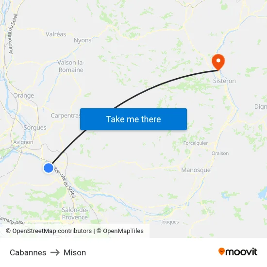 Cabannes to Mison map