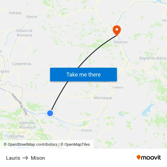 Lauris to Mison map