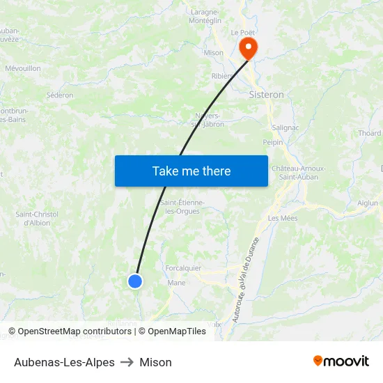 Aubenas-Les-Alpes to Mison map
