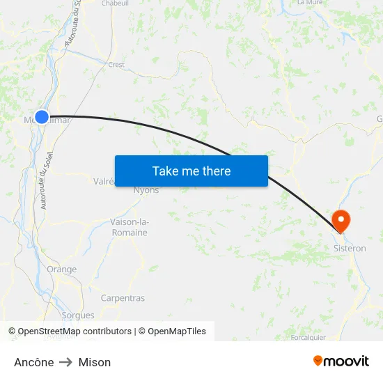 Ancône to Mison map