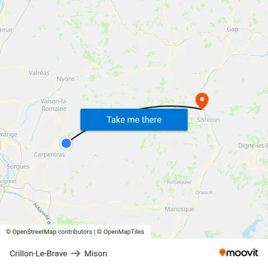 Crillon-Le-Brave to Mison map