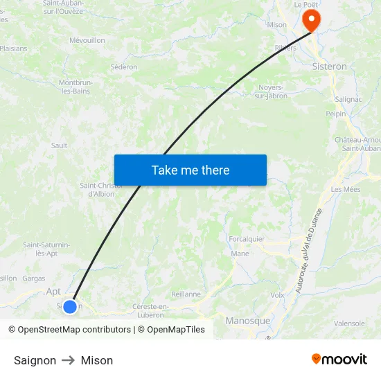 Saignon to Mison map