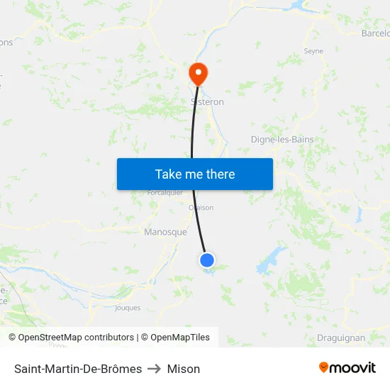 Saint-Martin-De-Brômes to Mison map