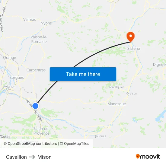 Cavaillon to Mison map