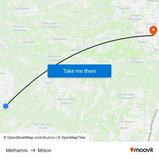 Méthamis to Mison map